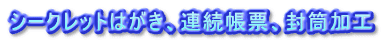 シークレットはがき、連続帳票、封筒加工